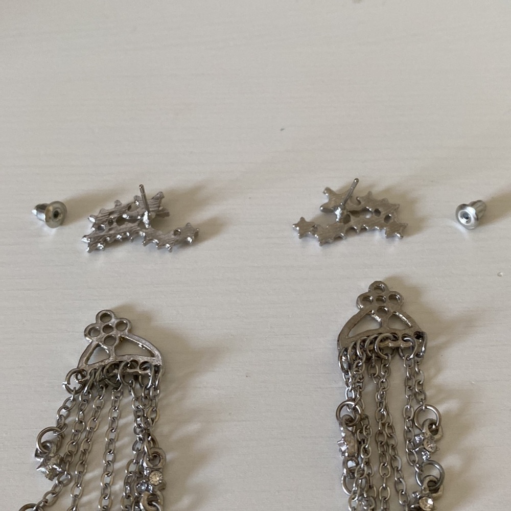Sparkle Stars Dangle Front Back Earrings - Picture 5 of 6